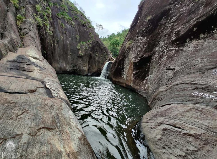 Pahanthudawa Waterfall and natural rock pool in Belihuloya, Sri Lanka